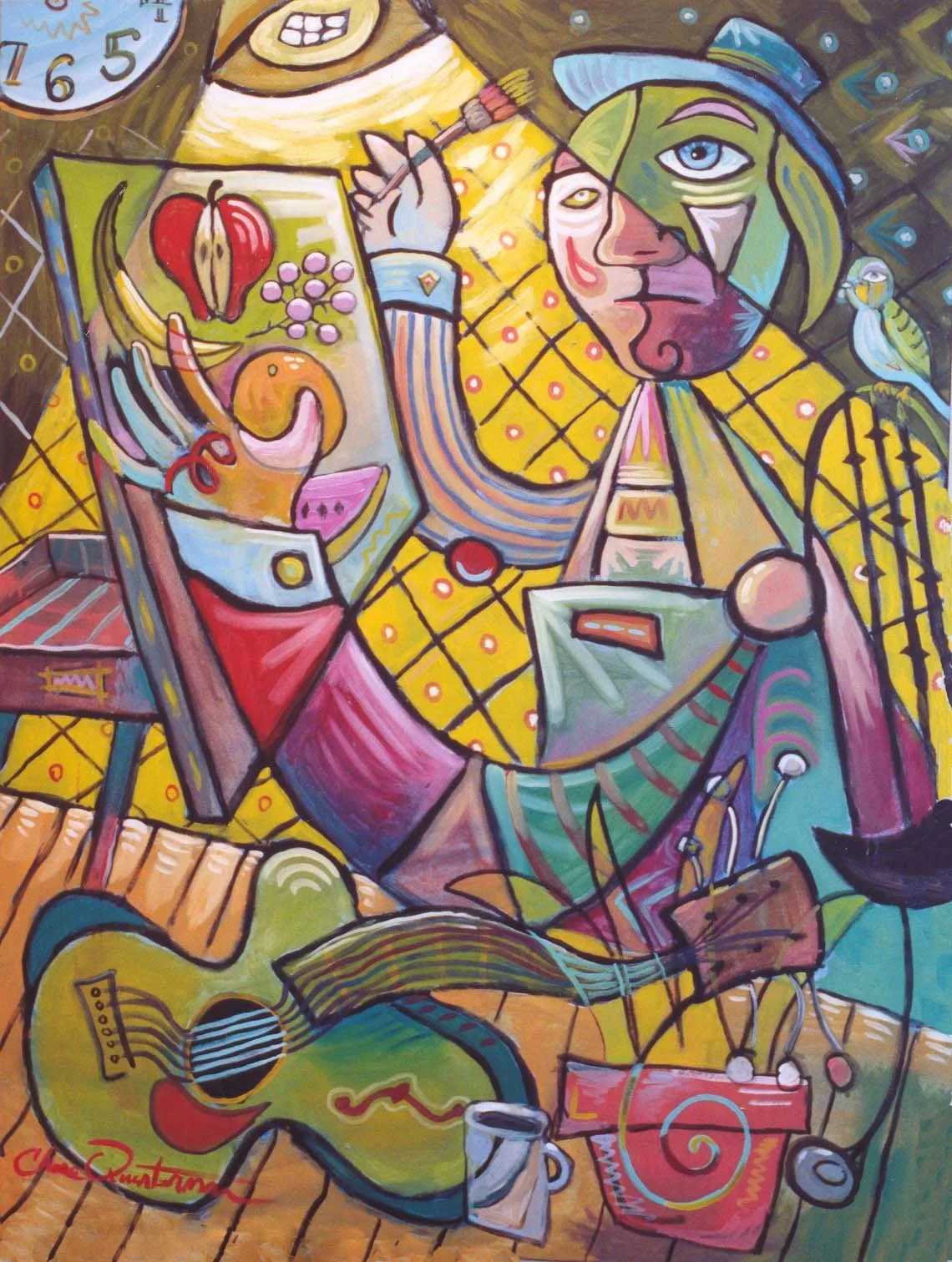 "The Painter and the Parakeet"— Acrylic on canvas, 2004—SOLD