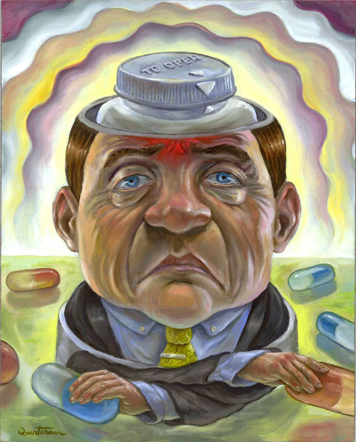 "Mister Headache"—Oil on panel, 19"x24" —NFS