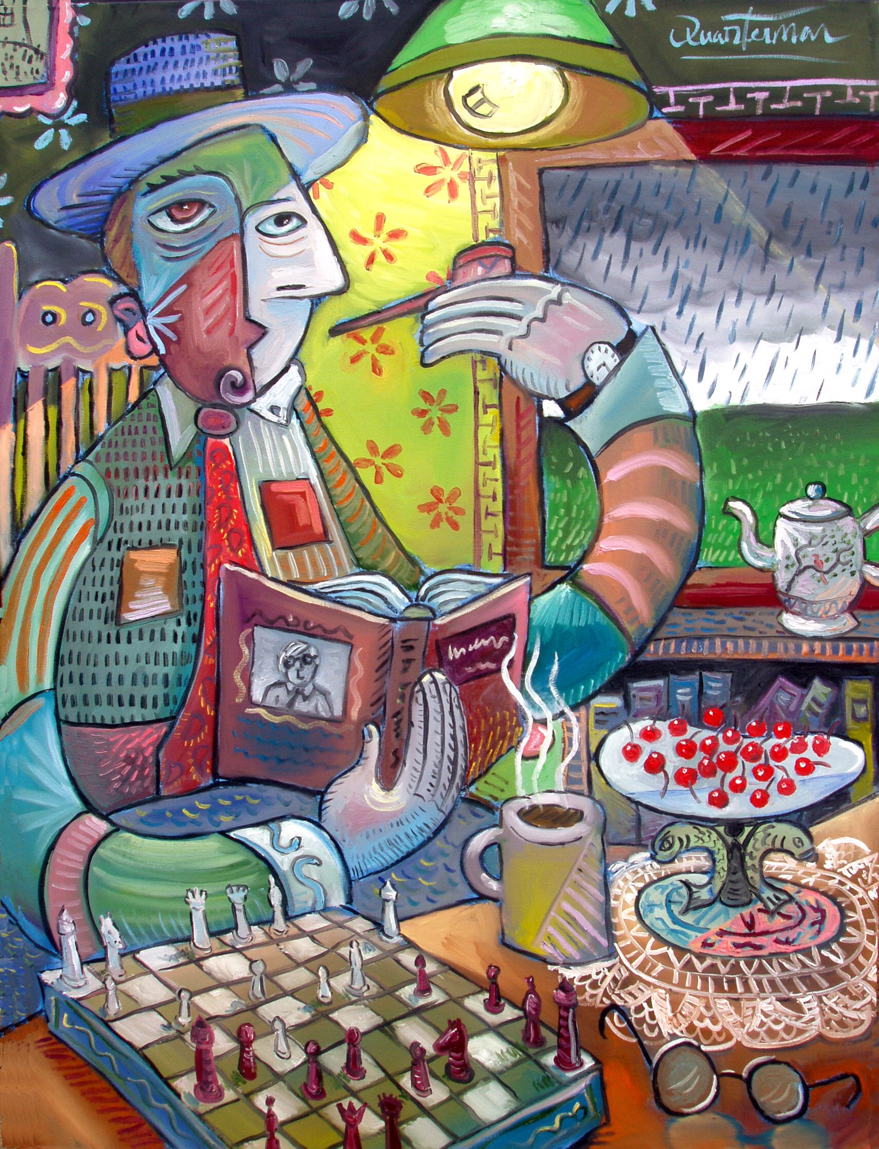 "The Reader and the Rain"— Acrylic on canvas, 2004—SOLD