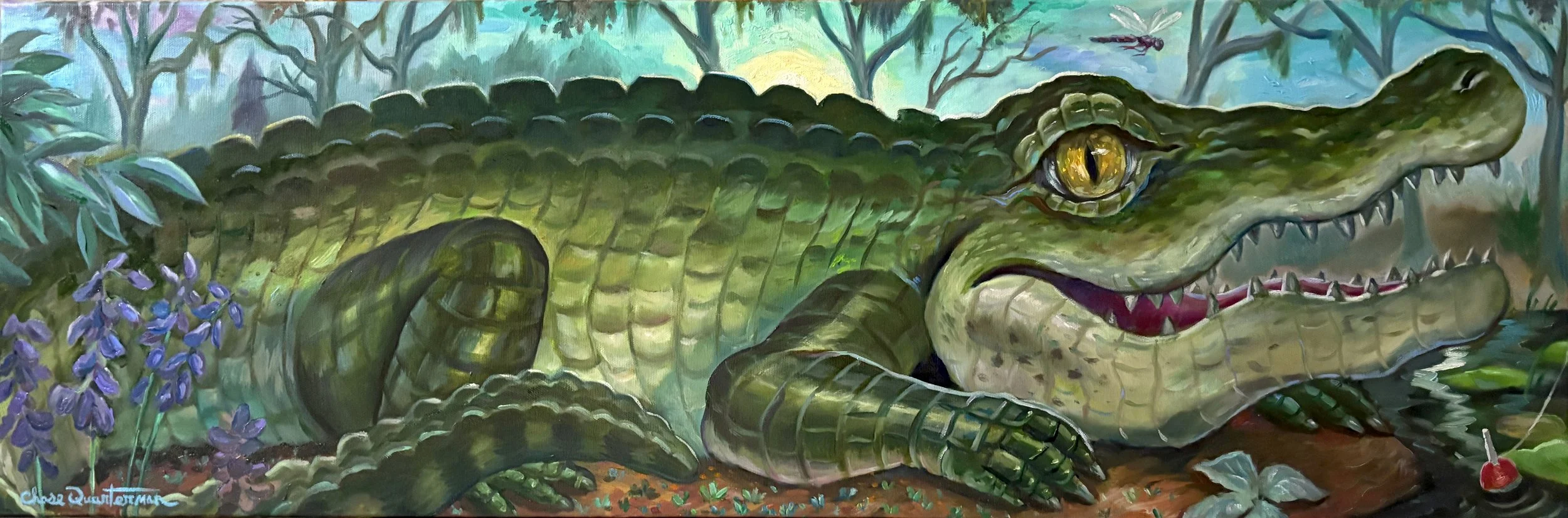 "Swamp Daze–Blue," Oil on canvas, 36" x 12", $700