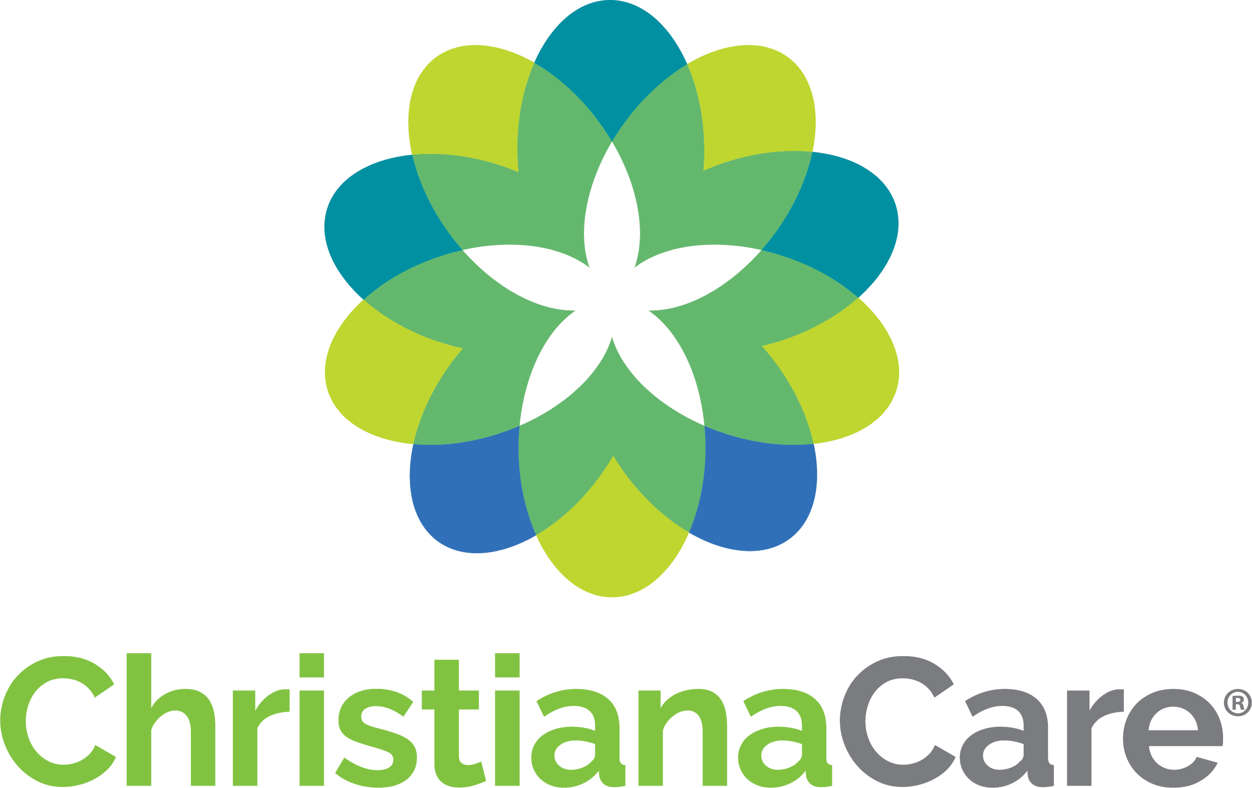 Logo of Christiana Care with a floral emblem above the text. The text 'christianaCare' is in green and grey, with 'christiana' in green and 'Care' in grey. Logo for the residency I trained at before becoming a minimally invasive gynecologic surg