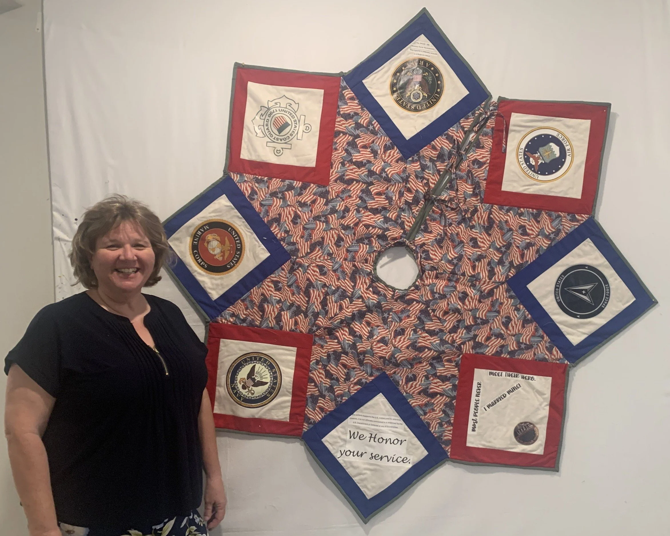 Five-foot tree skirt crafted by Julie.