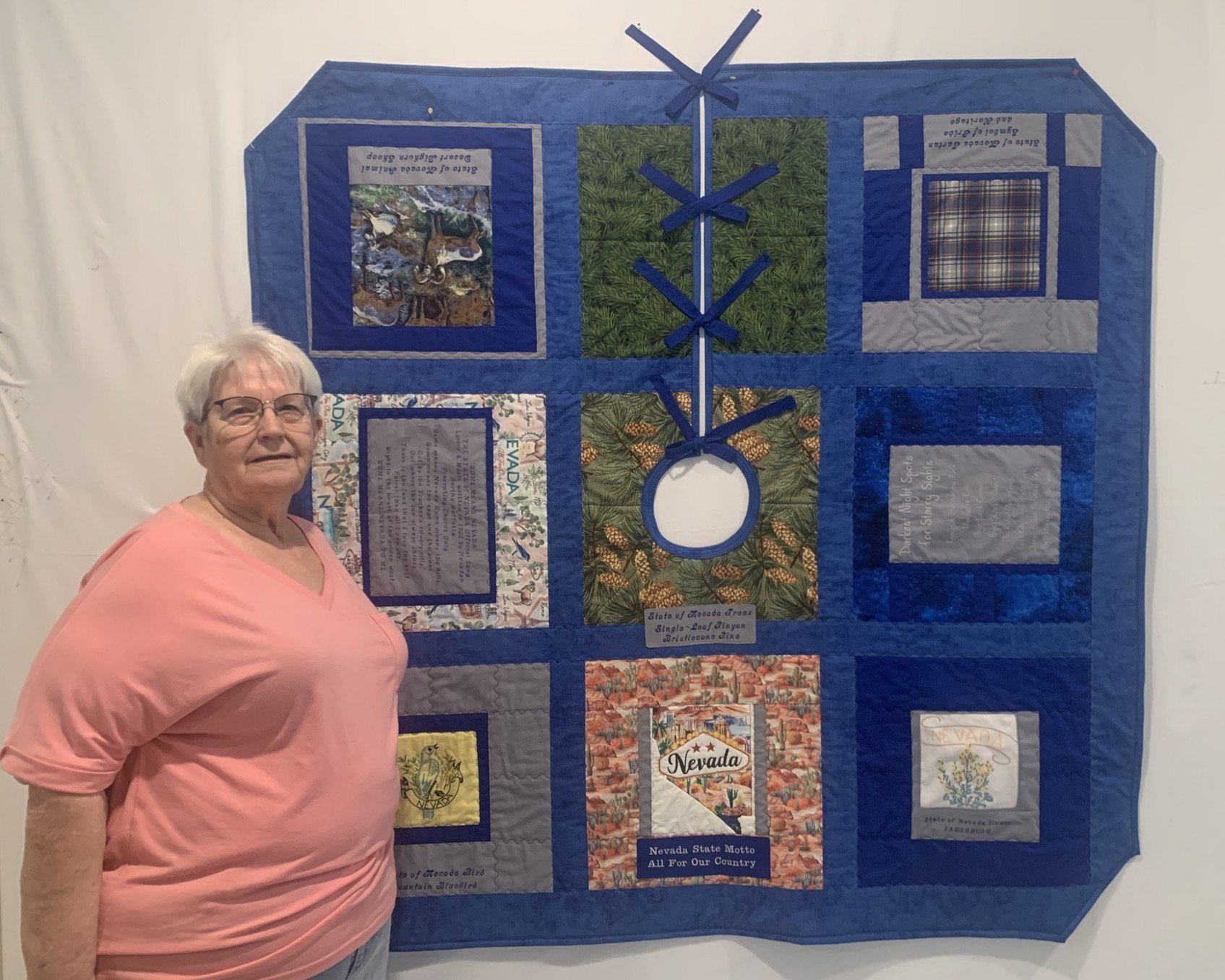 Five-foot tree skirt crafted by Charlene.