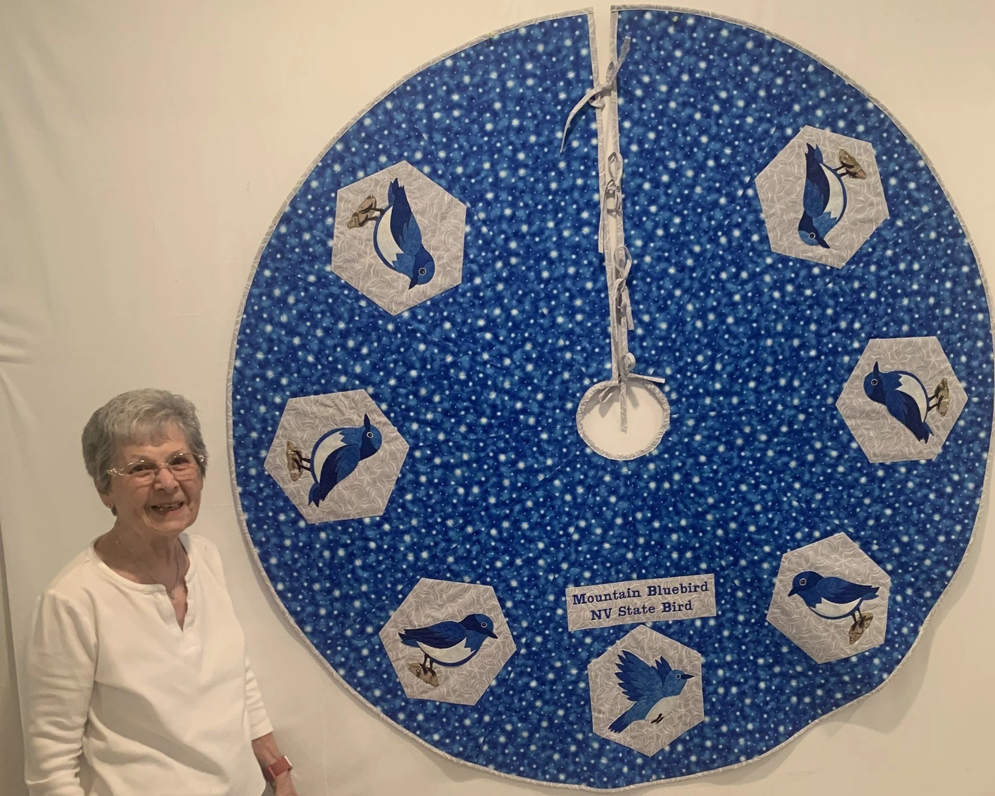 Five-foot tree skirt crafted by Charmaine.