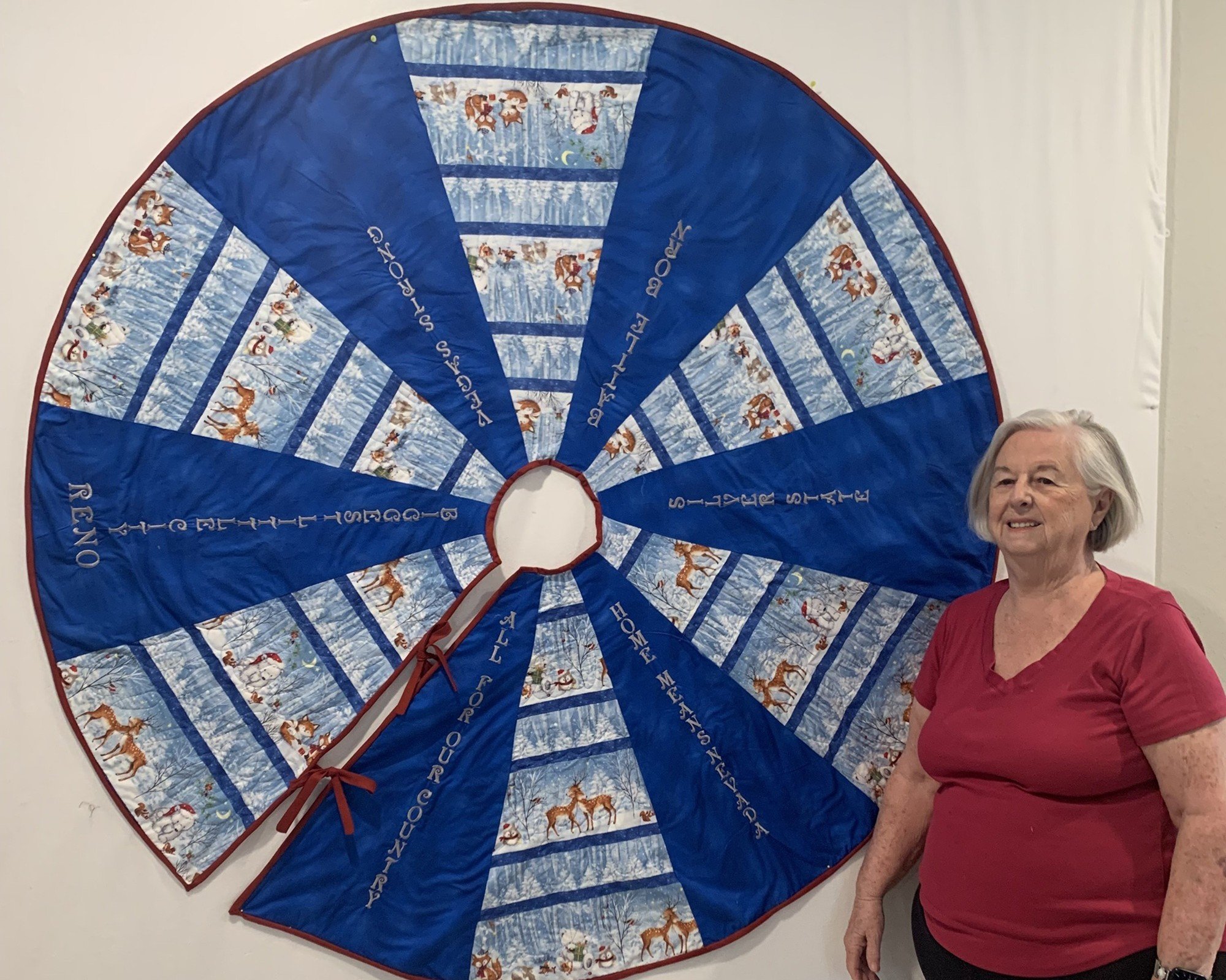 Five-foot tree skirt crafted by Barb. 