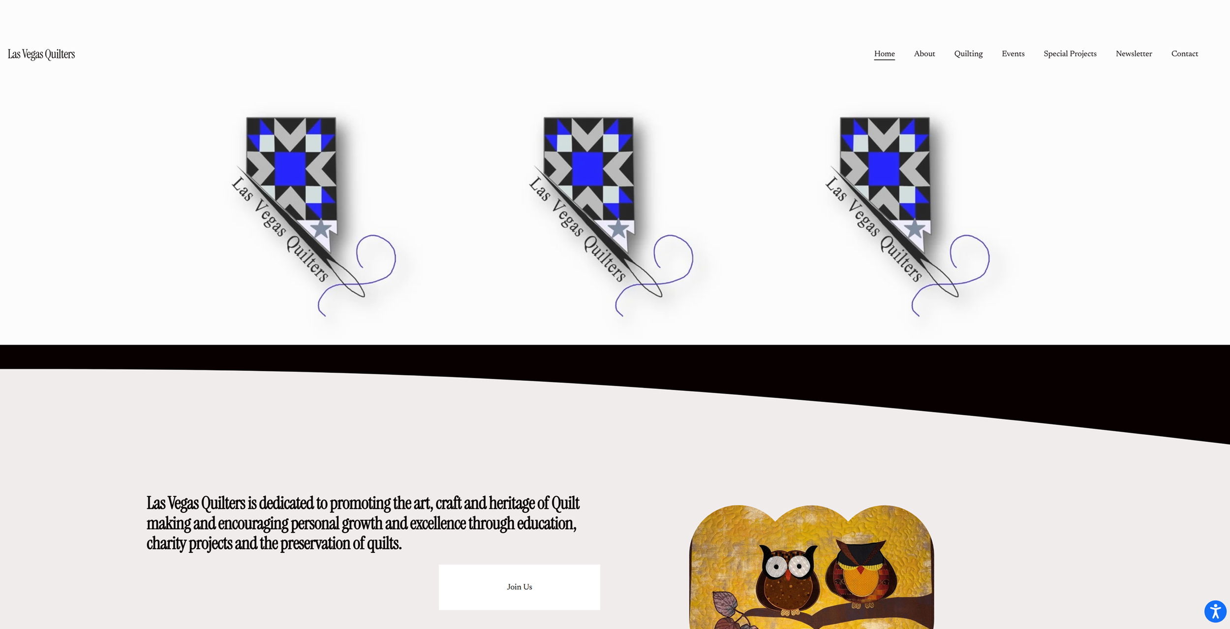 The Las Vegas Quilters Guild’s newly redesigned website features a modern layout and improved navigation for members and visitors.