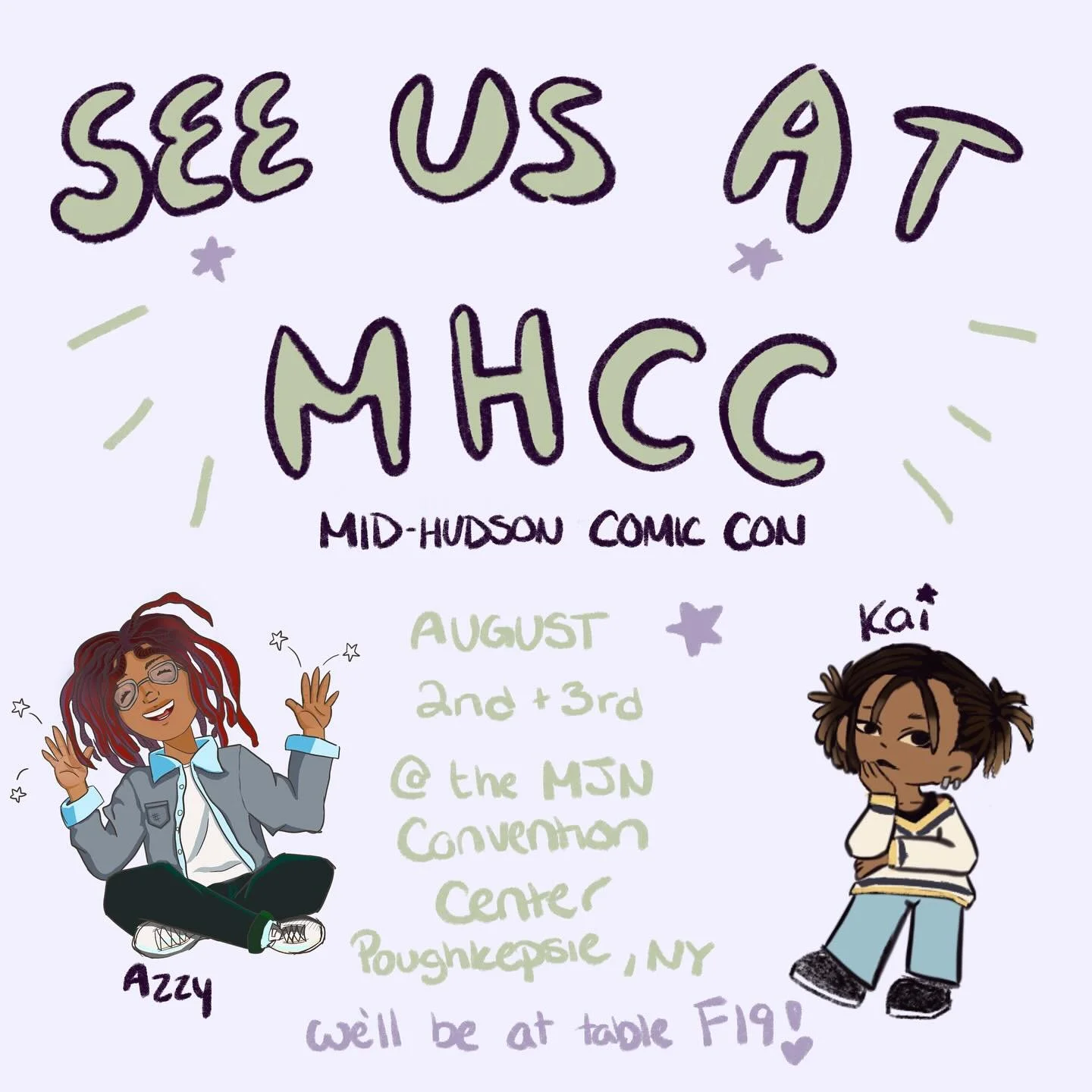 Come check us out 

@ozwald2343 and I ( @ohso_kai )will be selling at the Mid-Hudson Comic Con @mhcomiccon next weekend. We&rsquo;ll have tons of prints and new products to see so stop on by.

8/2 ~ 8/3 

📍 14 Civic Center Plaza, Poughkeepsie, NY 12