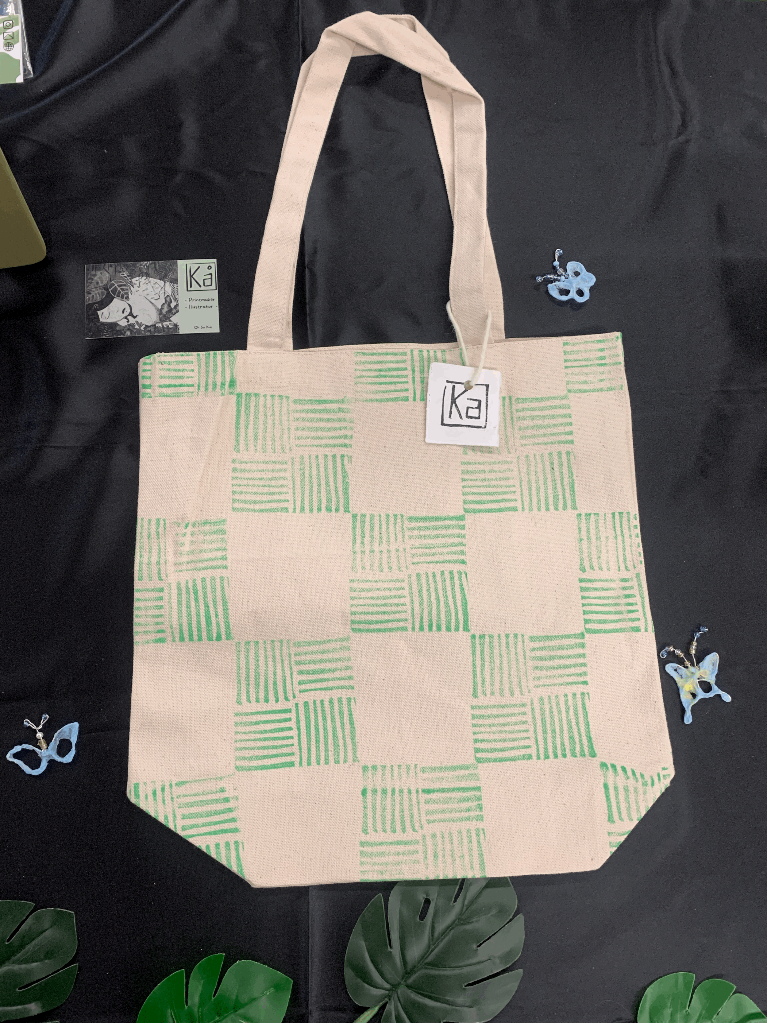 Handprinted tote bag
