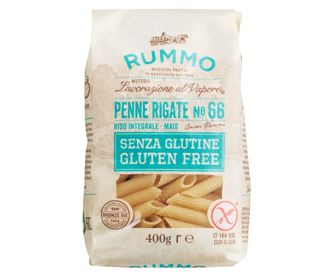 Rummo Penne Rigate No. 66 – Glutenfreie Nudeln aus Mais & Reis 400 g – Italienischer Pastagenuss ohne Gluten