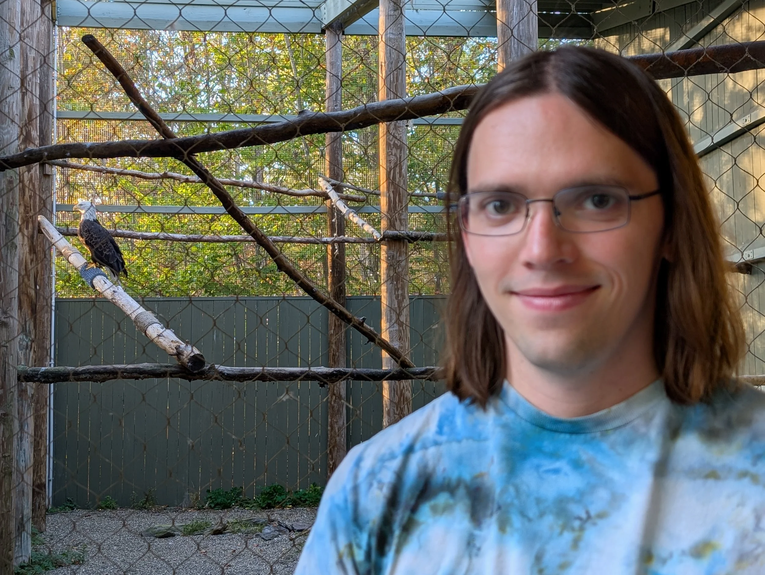 Robert and a Bald Eagle! (Left to right: Eagle, Robert)