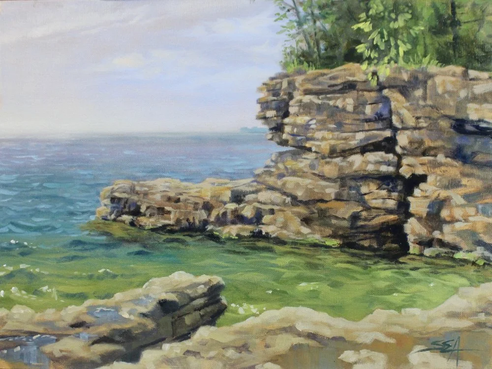 Cave point, size x x x oil on panel