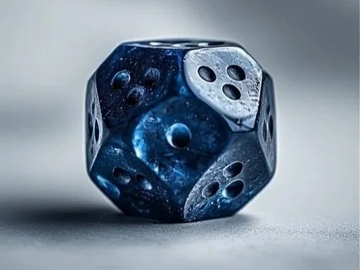 ai generated image of a non-real playing dice with strange sides and dots