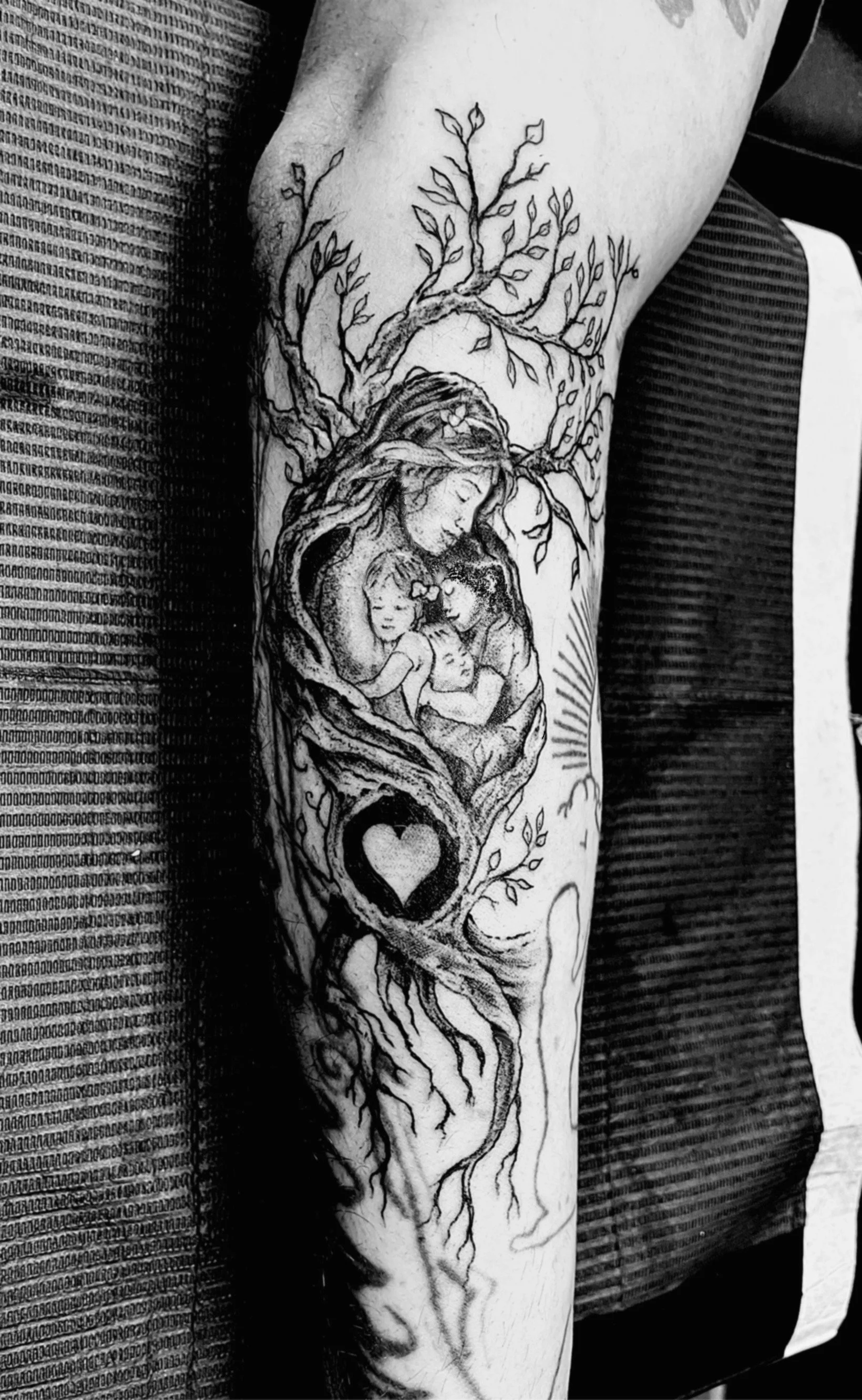 Tree of life with mom and babies tattoo Shelton CT