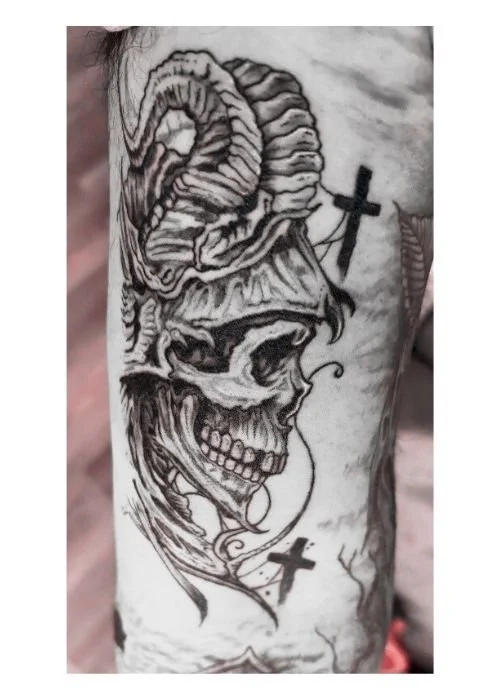 Evil skull on arm in shelton ct