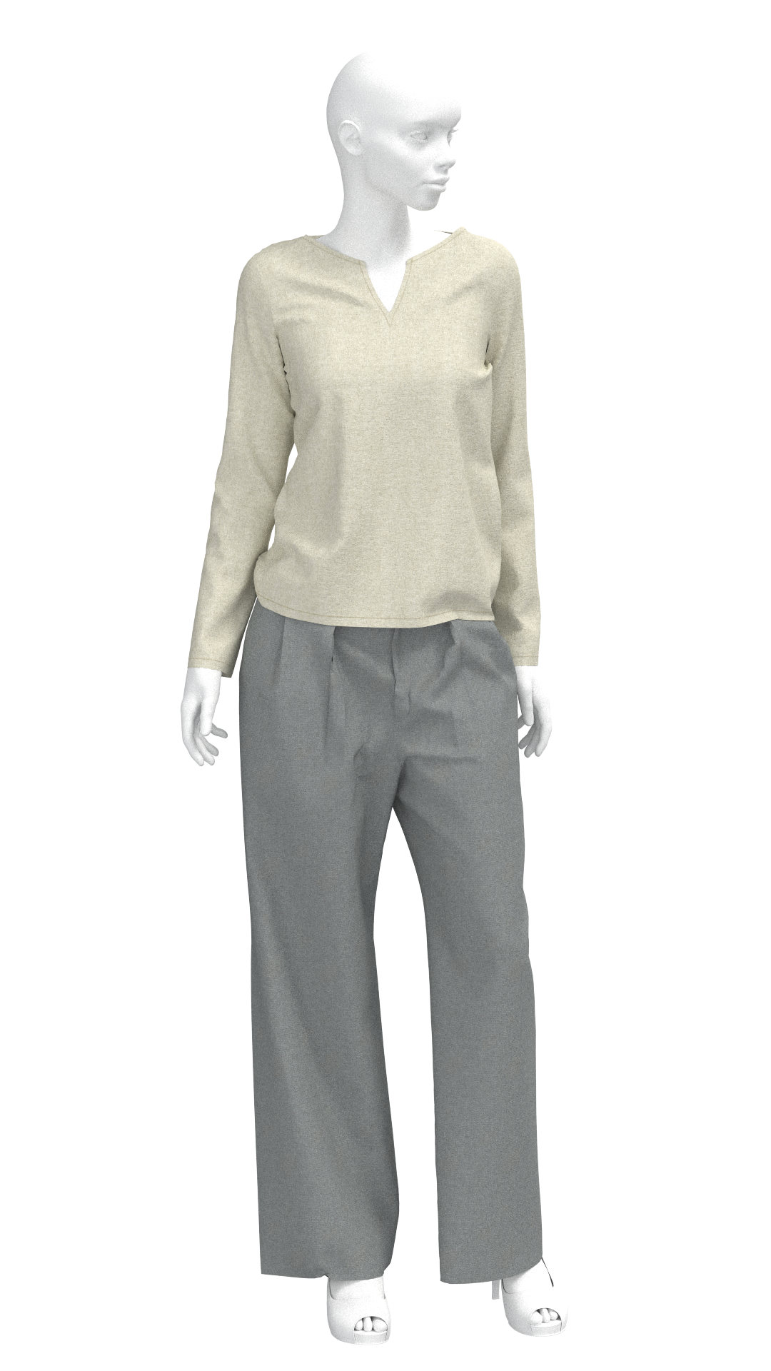 Open Peasant Collar Shirt