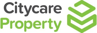 CityCare Property logo with black and green text and a green geometric house icon.