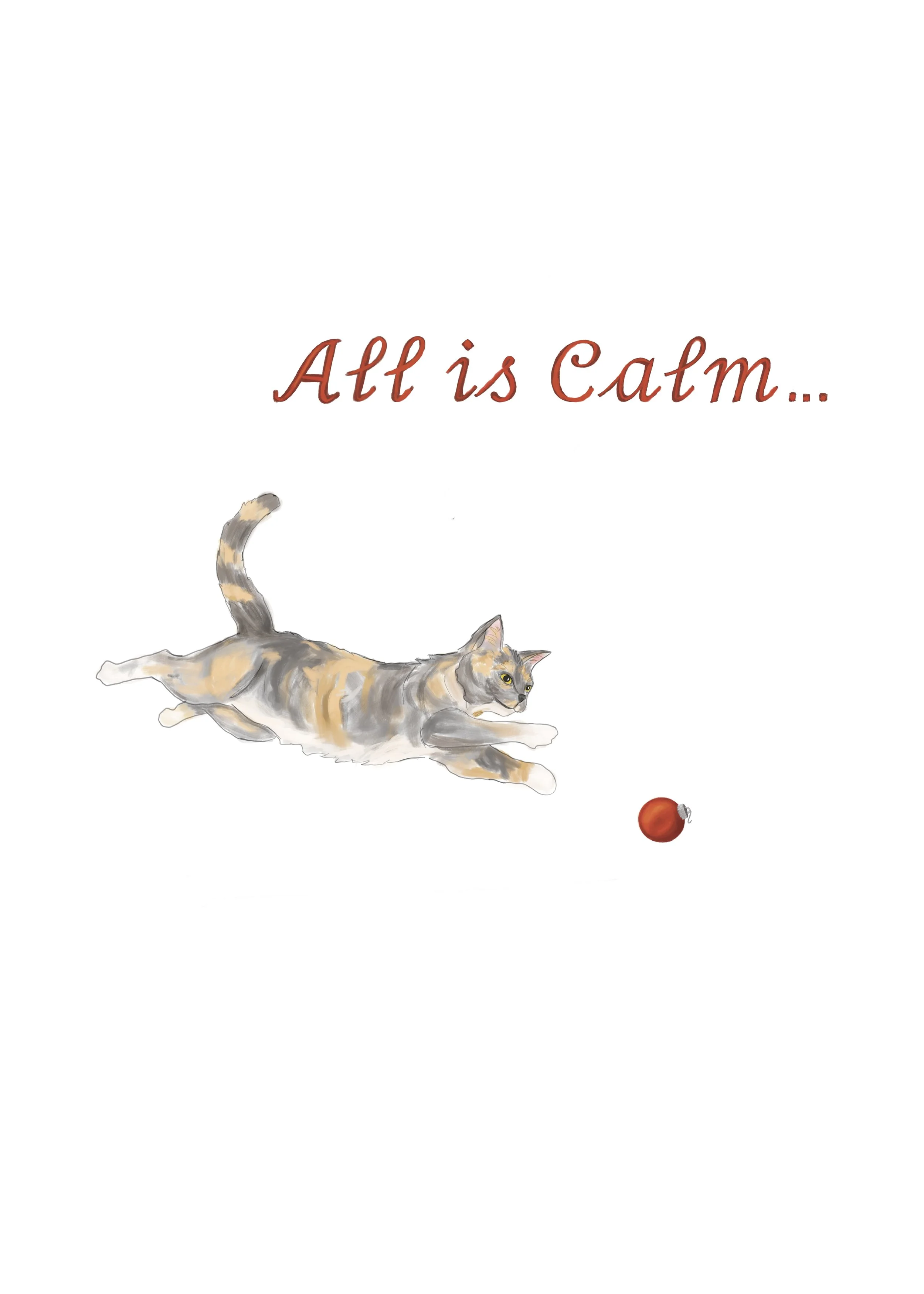 "All is Calm" Cat Holiday Card - 4" x 5.5"