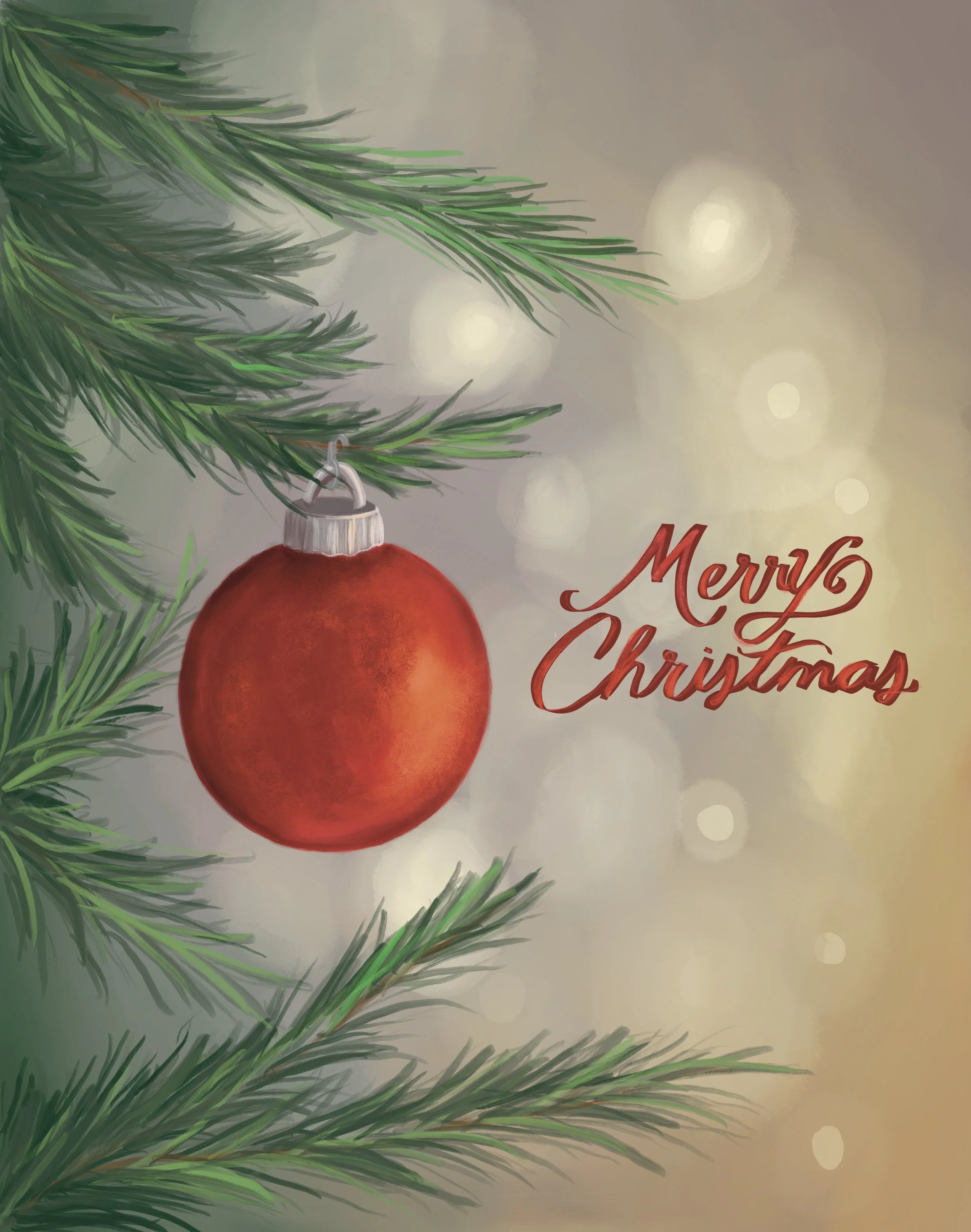 Ornament Holiday Card - 4" x 5.5"