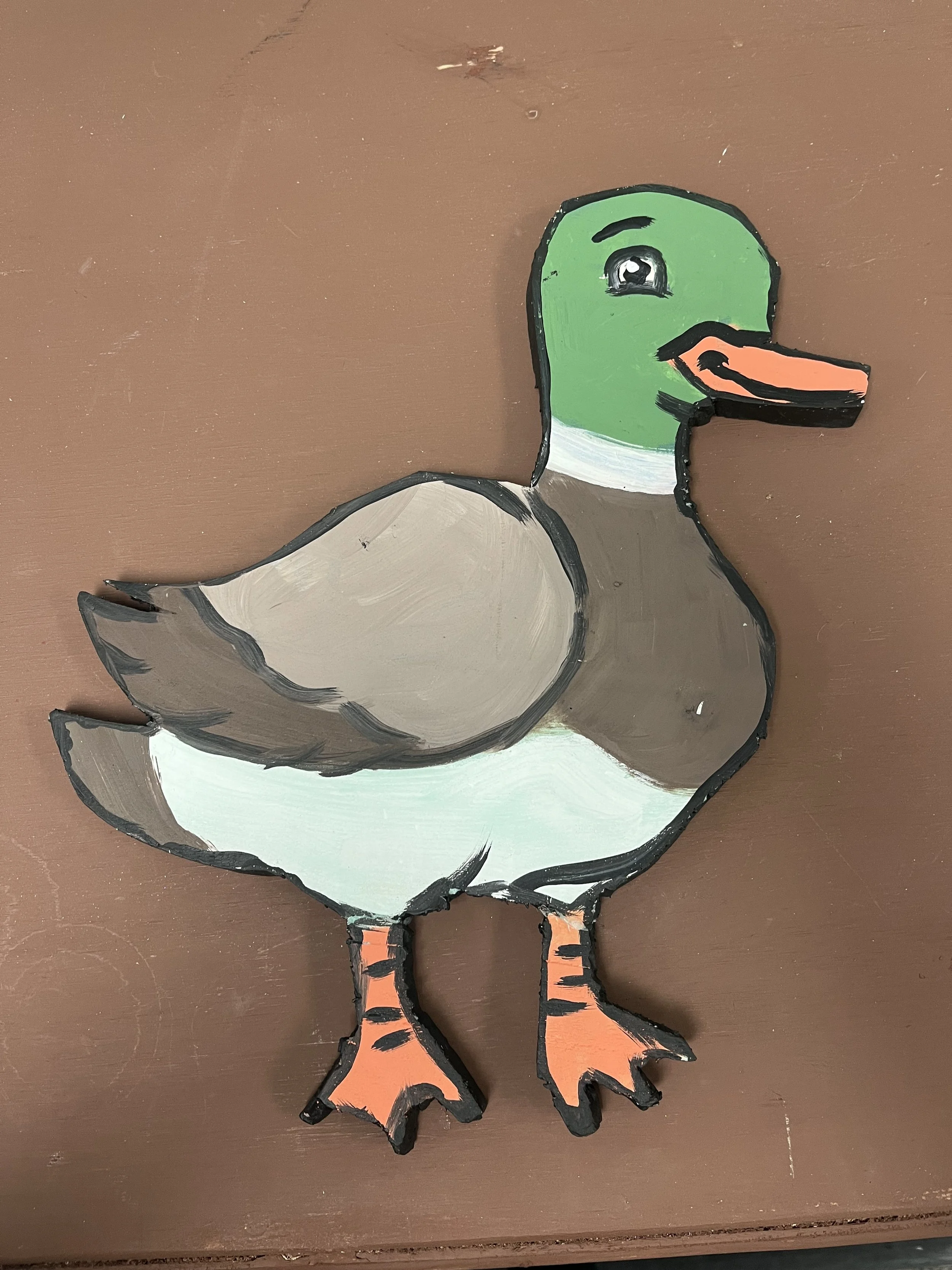 Cartoon duck cut from insulation foam