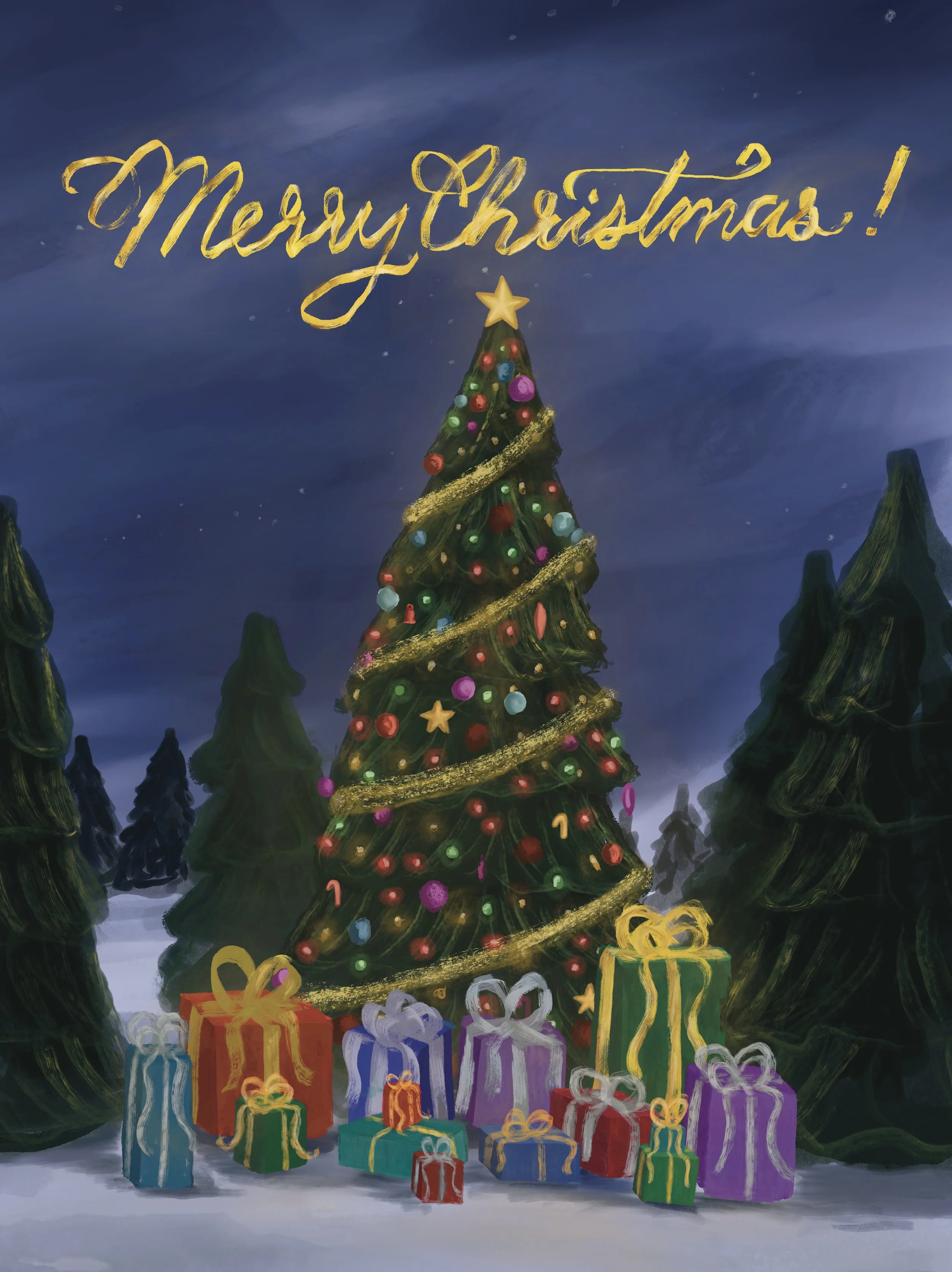 "Merry Christmas" Tree Card - 4" x 5.5"