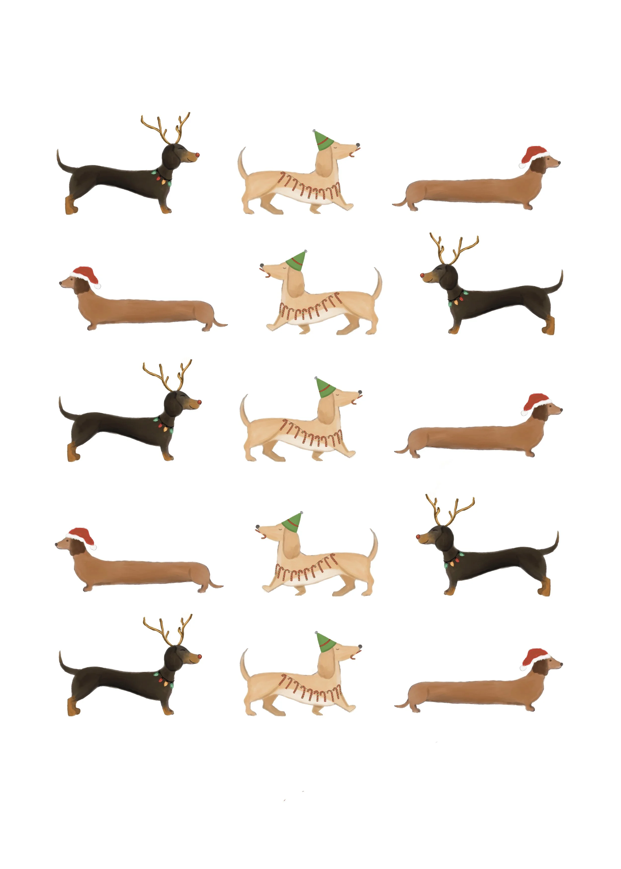 Dachshund (Weiner Dog) Holiday Card - 4" x 5.5"