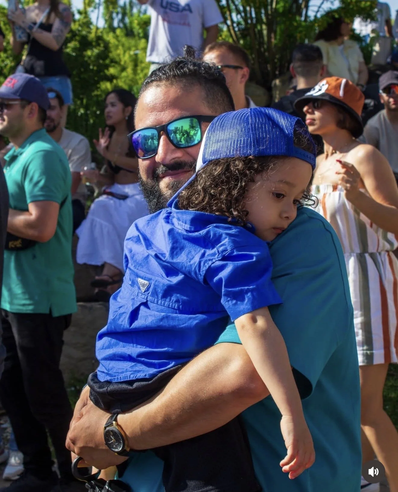 Father and child at a Dos Leches family-friendly outdoor event in Calgary