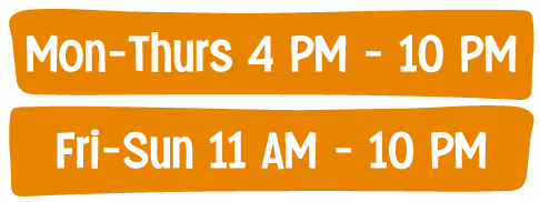 Open Hours - Monday – Thursday: 4:00 PM – 10:00 PM Friday – Sunday: 11:00 AM – 10:00 PM