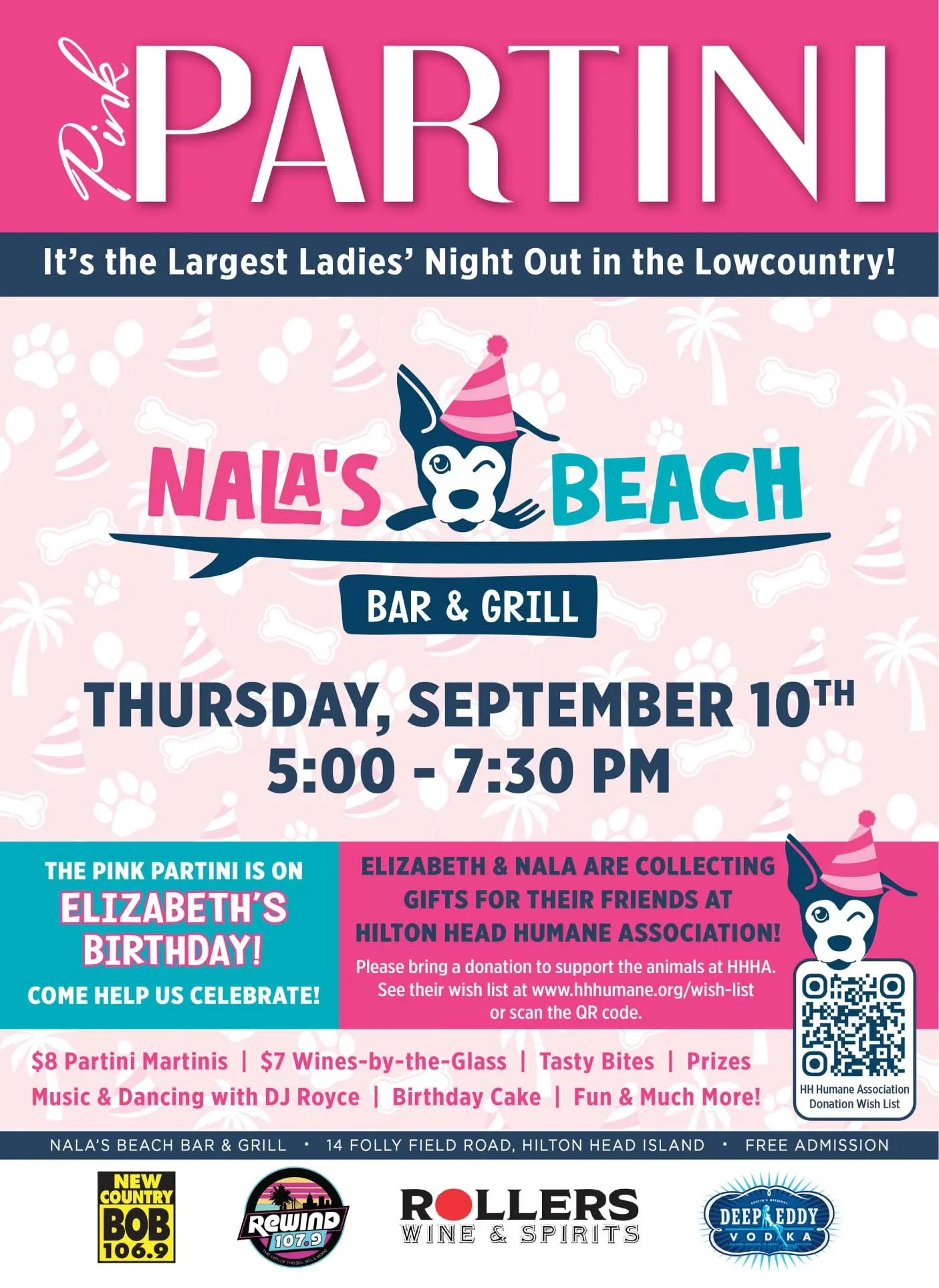 Pink Partini at Nala’s Beach Bar & Grill
