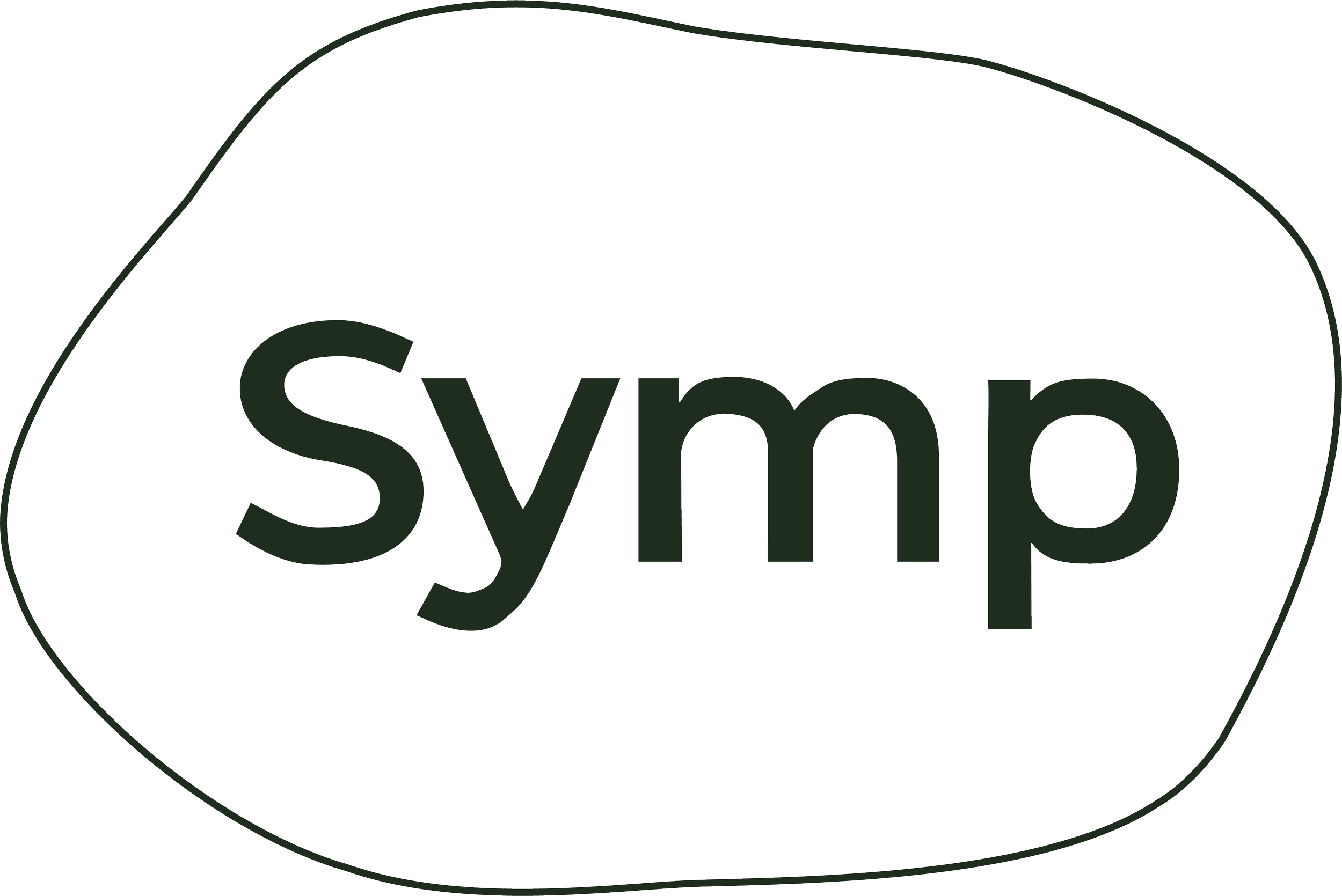 Une image avec le mot 'Symp' écrit en grand au centre, entouré d'une ligne ondulée