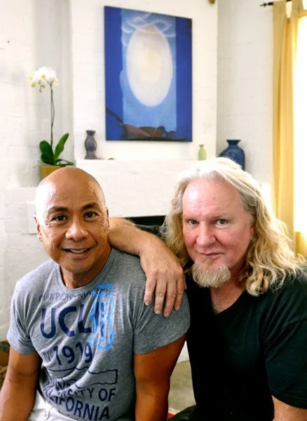 Peter Paladino and Simeon Den in the Pelton House living room.