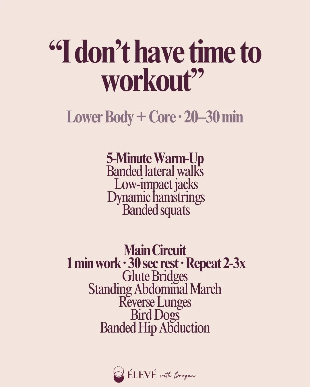 &ldquo;I don&rsquo;t have time to work out.&rdquo;
Most moms feel this way. And honestly, it makes sense.

Postpartum life is exhausting.
Sleep is broken. Stress is high. Energy is low.

But research consistently shows that short, repeatable workouts