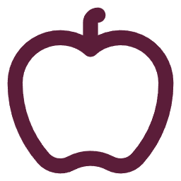 Outline of an apple with a stem