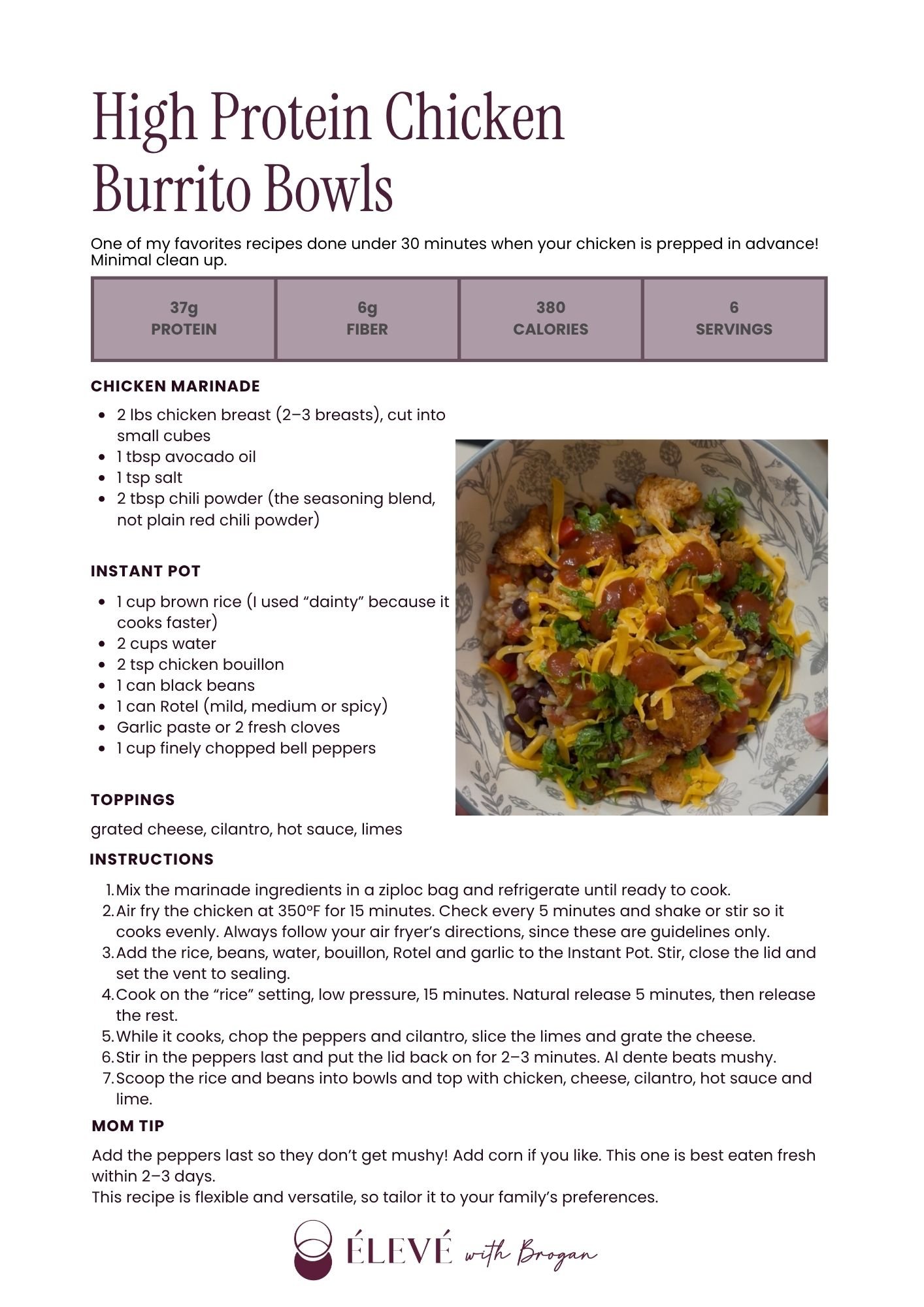 High Protein Chicken Burrito Bowls