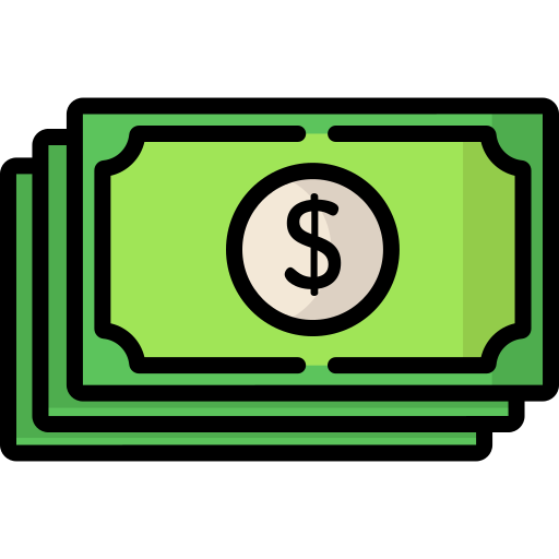 Animated illustration of multiple dollar bills with a dollar sign in the center.