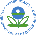 EPA logo featuring a blue circle with a green leaf, blue water wave, and a green plant stem.