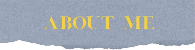 Text on torn paper background that reads 'ABOUT ME' in yellow capital letters.
