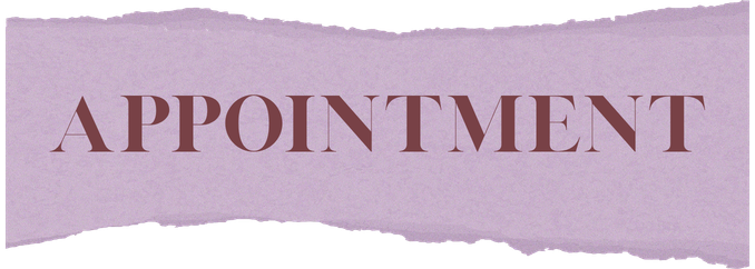 A torn piece of lavender paper with the word 'APPOINTMENT' printed in red uppercase letters.