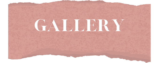 Pink gallery wall with the word 'GALLERY' in large white letters.