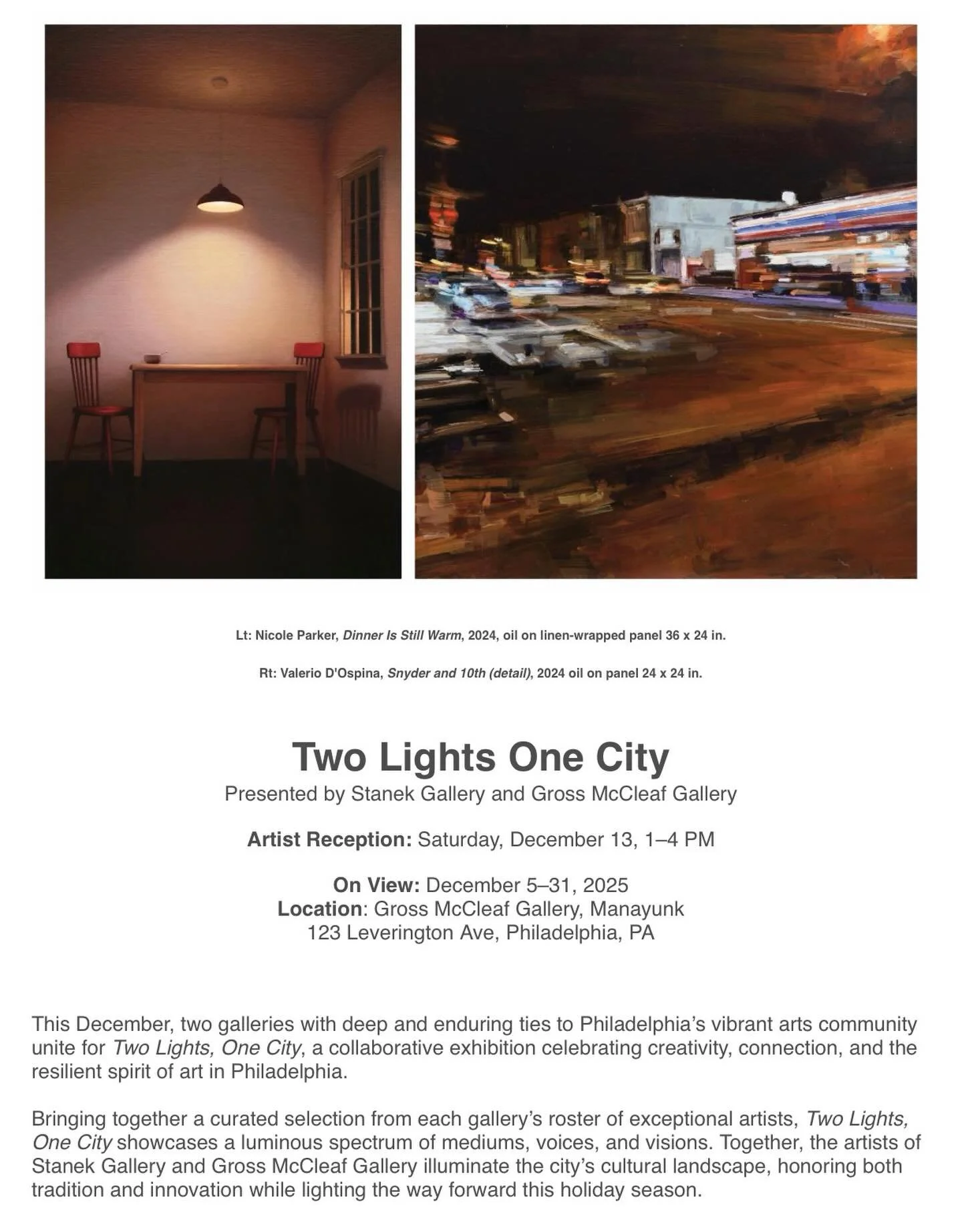 I&rsquo;ll be showing a few pieces in this exhibit from Dec 5-31 at gross McCleaf Gallery! Stop by for the reception THIS Saturday Dec 13th from 1-4pm 🎨

📍123 Leverington Ave, Philadelphia, PA
.
.
.
#mixedmediapainting #abstractpainting #contempora