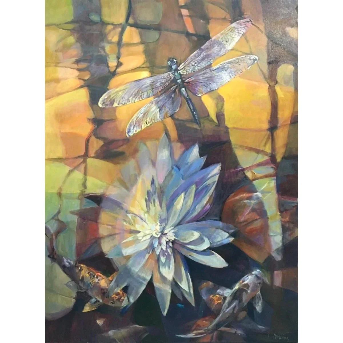 "Dragonfly/Lotus" - 48"x36" - Oil on Canvas