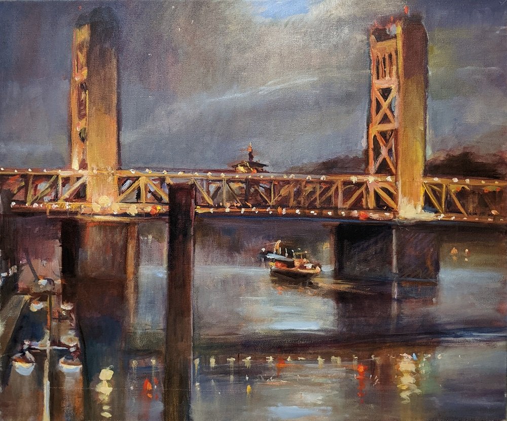 “Sacramento Bridge Nocturne” - 20"x24” - Oil on Canvas