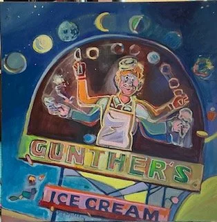 “Gunther Shoots the Moon” - 24”x24” - Oil on Canvas