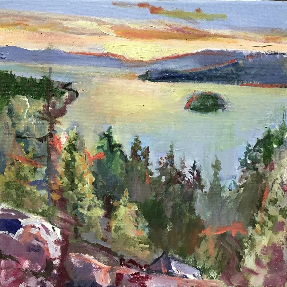 "Emerald Bay Study" - 12"x12" - Oil on Canvas