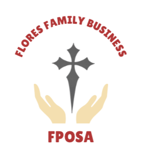 Logo of Florida Family Bibles FPOSA featuring a black cross held by two beige hands, with red text around the cross.
