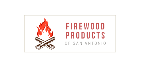 Logo for Firewood Products of San Antonio, featuring a firewood icon with flames