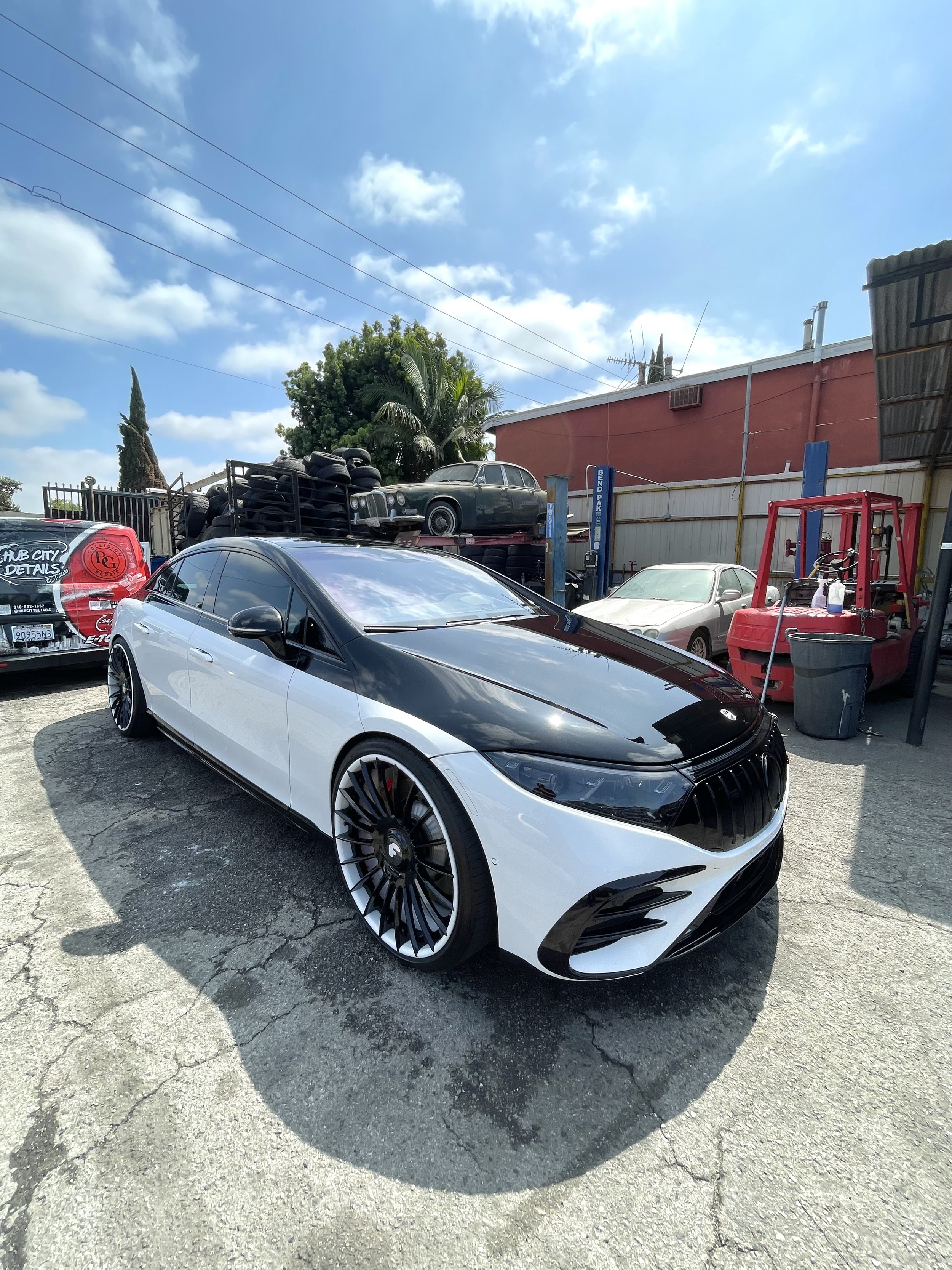 Luxury Mercedes AMG showcasing its clean paint, aggressive design, and premium performance features