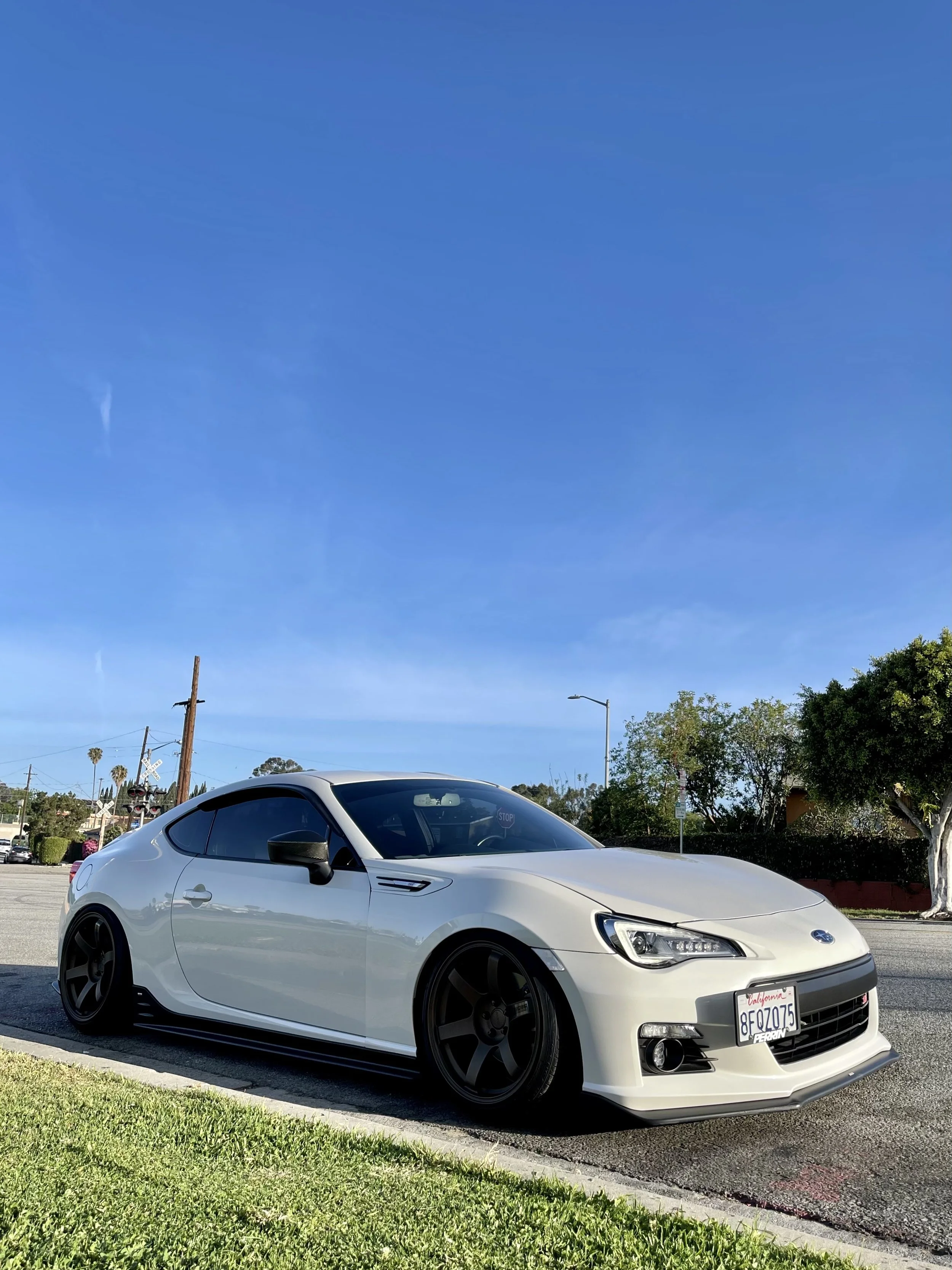 White subaru BRZ after a ceramic coating application