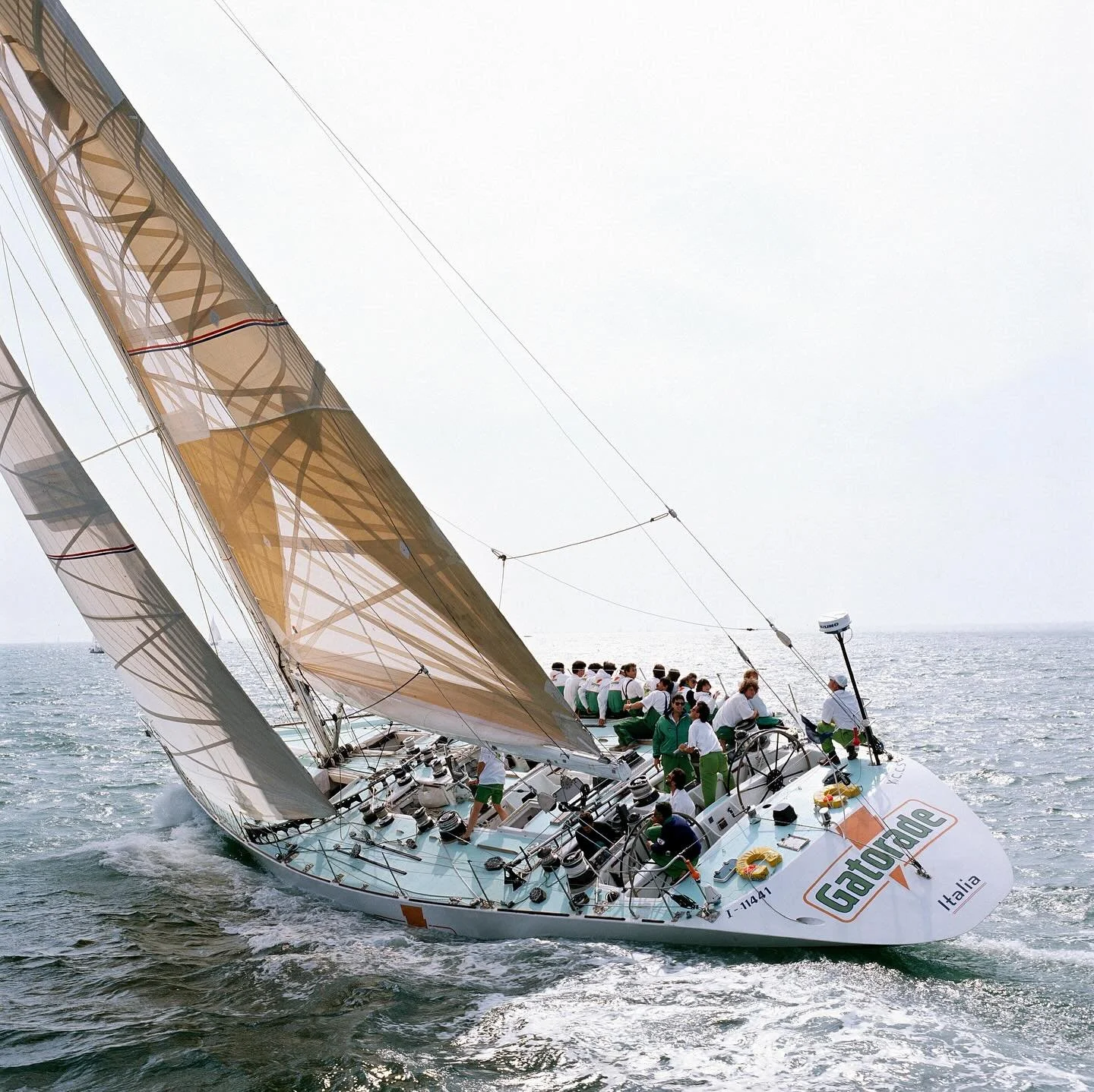 Gatorade skippered by Giorgio Falck in the 1989 Fastnet Race.

Photo by Jonathan Eastland via Alamy