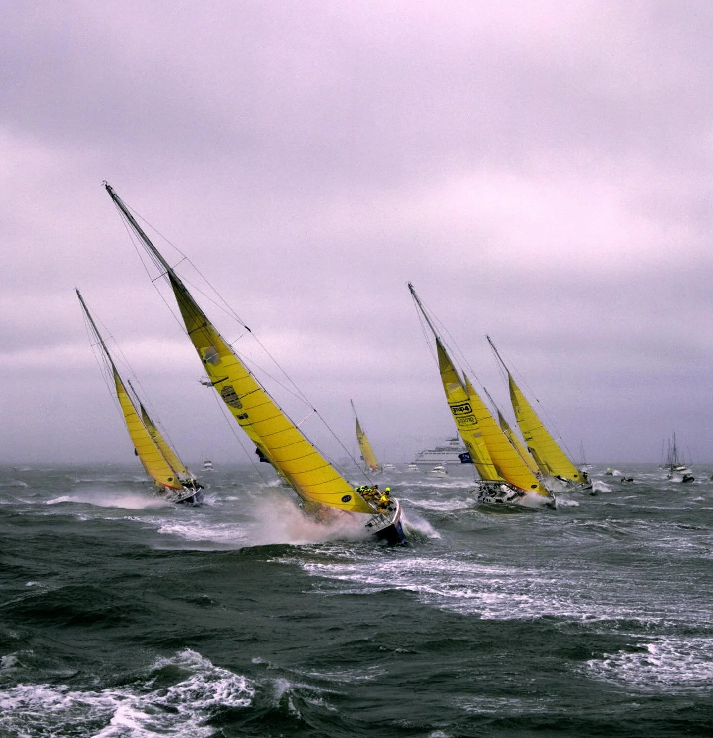Off the start of the 1996 BT Global Challenge Race.

Photo by Jonathan Eastland via Alamy