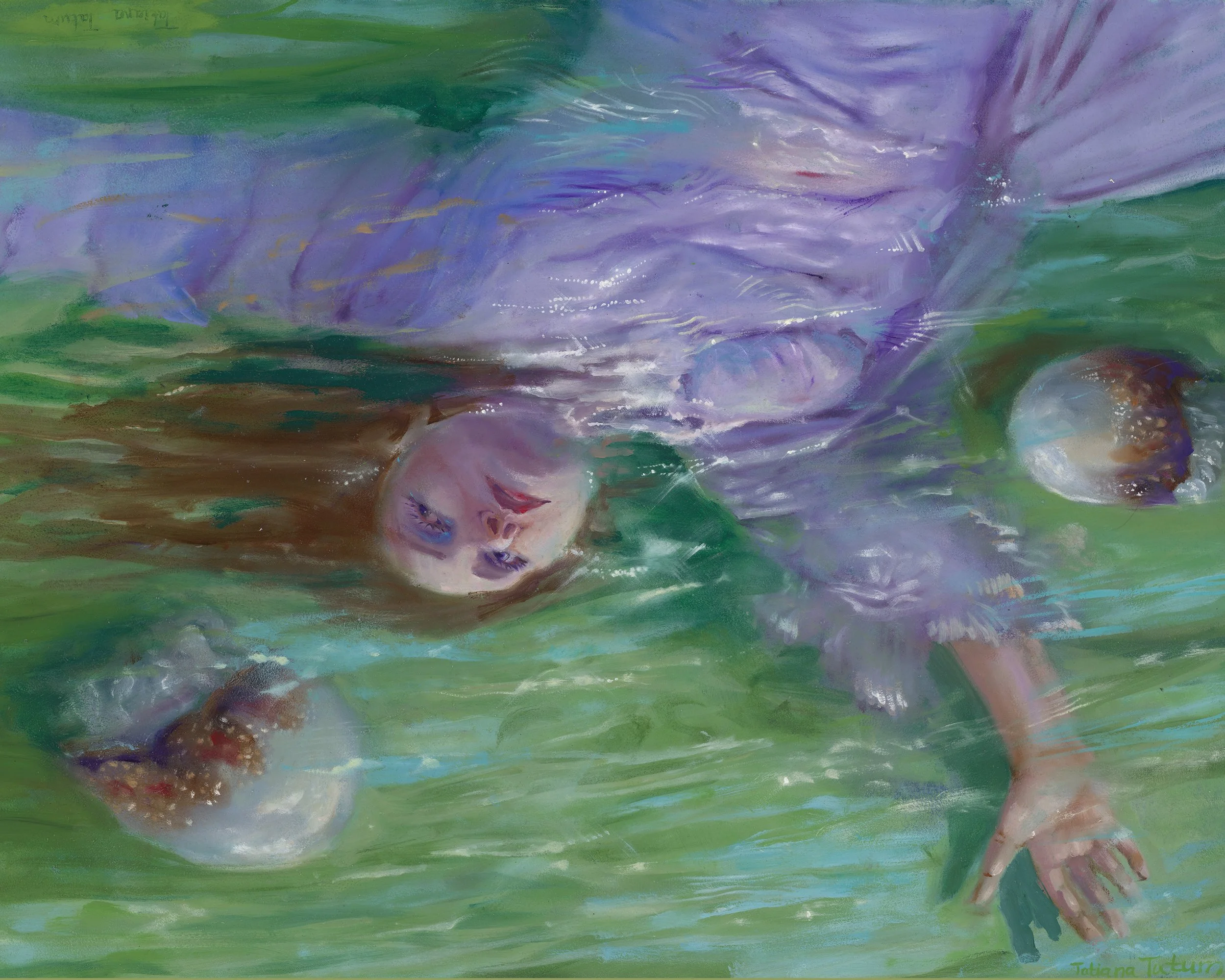 Painting of woman floating in water